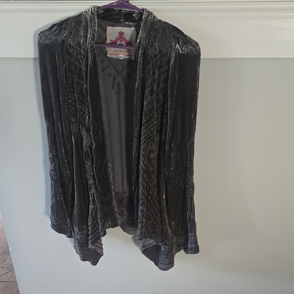 Elegant Velvet Open Front Cardigan johnny was s